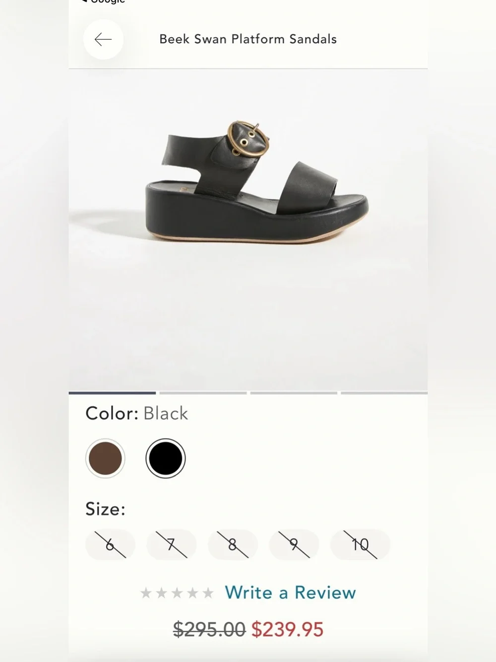 Beek Swan Black Leather Platform Sandals with gold buckles 8